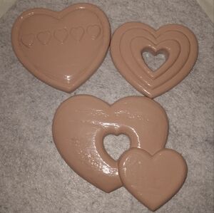 Vintage Burwood Set Of 3 Heart Wall Hangings